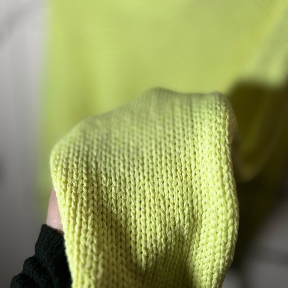 Rag Poets Neon Yellow Oversized Drop Shoulder Knit Sweater, Size Small - Picture 4 of 10